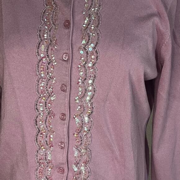 Fashion Bug Vintage Pink Sequin Cardigan Women’s Size XL – EUC - Picture 8 of 8